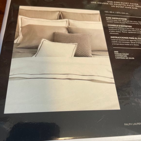 Ralph Lauren Spencer Border Sateen KING Duvet Cover WHITE SAGE - Picture 4 of 6